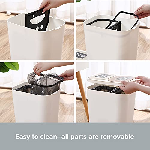 Caneca de basura doble con compartimentos, estilo nórdico, 10 gal miniatura 7