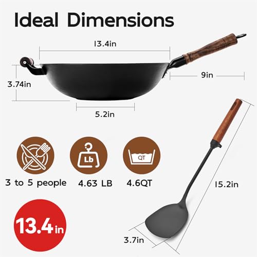 Wok de hierro fundido con tapa 10.2 pulgadas miniatura 4