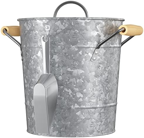 LF Likefair Double Wall Ice Bucket with Lid and Spade,4.2Quart/4Liter Galvanized Ice Buckets for Beer,Ice,Wine,Champagne,Parties,Outdoor,Picnic,Bar (Silver)