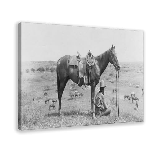 Impression toile cowboy et cheval décoration murale Texas