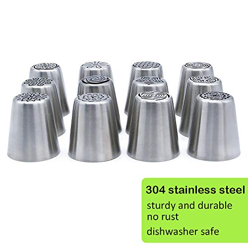 image for Feleph Russian Piping Tips Cake Decorating Supplies 13 Pcs Large Flowe