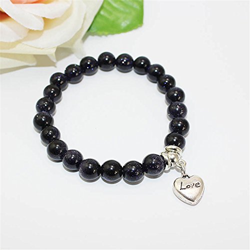 Love in Heart Pendant Natural Gemstone Healing 8MM Beads Stretch Strands Bracelet Handmade Beaded Chakra Crystal Bracelet