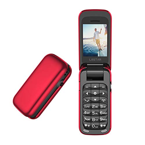 L8star BM60 Mini-flip-mobiele telefoon, sim+TF-kaart, MP3-speler, FM-radio, magische taal, bluetooth, wijzerplaat 3,5 mm, hoofdtelefoon met jackstekker, muziekcel (rood)