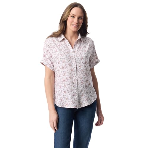 Image of Gloria Vanderbilt Women's Daisy Short Sleeve High-Low Button Down Shirt Standard