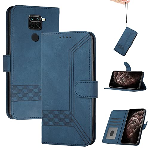 momoka Wallet Custodia Cover per Redmi Note 10X 4G Sottile per Telefono Premium Supporto Stand Chiusura Magnetica-Blu pelle