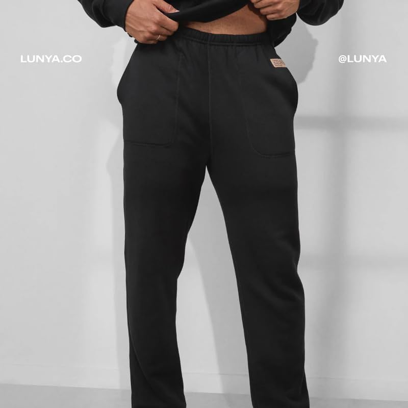 Lunya Men’s Silksweats Reversible Silk Joggers - Cotton and Washable Silk Thermal Pants for Men - Black - Size S-XXL - Image 4