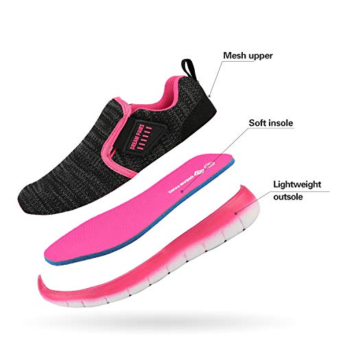 Dream Pairs Girls Athletic Sports Sneakers Slip On Tennis Running Shoes Black Fuchsia Size 4 Big Kid Luca #TOP4