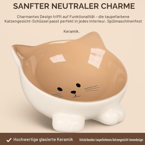 Katzennapf Keramik – 125 ml Ø13,8 cm – Elegante Schale für Katzen in Grau – Flamingo Katzennapf Puzi Grau