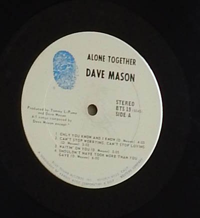 Miniatura 5 de Dave Mason LP Alone Together - Blue Thumb 1970 - Funda original de 3 pliegues - Leon Russel, Jim Capaldi, Delaney y Bonnie