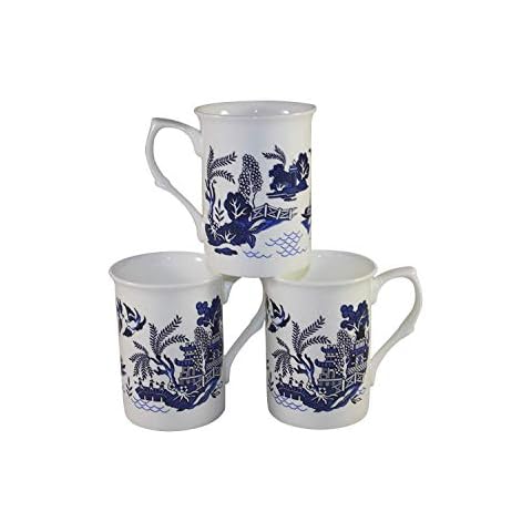 Set of 6 Willow Style Patern Chintz FINE Bone China Mugs Cups Gift Set Cover