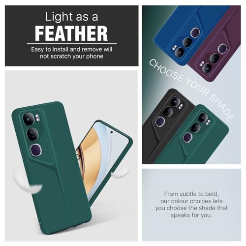 Image of WOW IMAGINE Slim Back Cover for Vivo Y300 5G | Blade Series Ultra Thin Case with Lightweight Design | Camera Protection | Soft Matte Silicone Flexible Mobile Case - Green