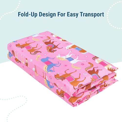 Image of Wildkin Kids Microfiber Nap Mat Cover - Soft, Durable & Fits 1.5 inch Vinyl Sleep Mats (Horses)