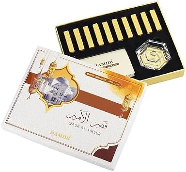 Hamidi Luxury Bakhoor Qasr Al Ameer - 10 Incense Sticks with Crystal Base for Home Fragrance