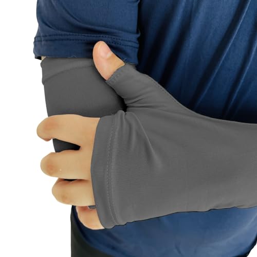 Manguito Térmico Com Dedo Proteção Solar Infantil Menino Menina (Cinza)