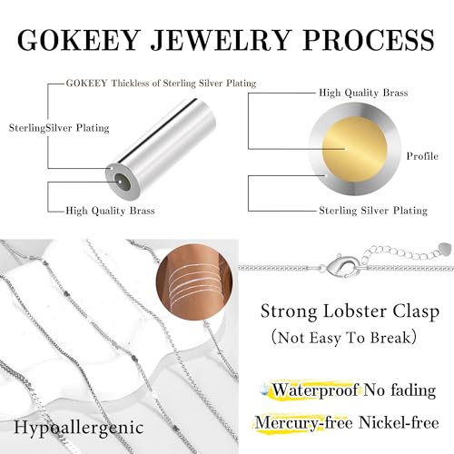 S925 Sterling Silver Bracelets Set for Women, Dainty Silver Bracelets for Women Trendy Bracelet Pack for Women, Cute Stack Sliver Bracelets Fashion Simple Silver Jewelry Gifts 6