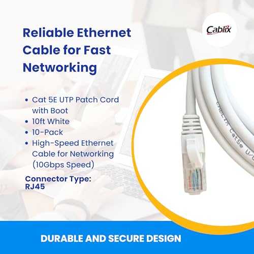 Cable Cat 5E UTP Patch Cord 10ft Blanco 10 Unidades miniatura 3