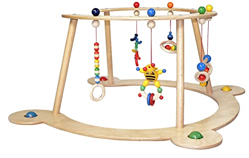 Hess Holzspielzeug 20043 - Lauflerngerät und Spiel-Bogen aus Holz, Serie Biene, für Babys, handgefertigt, mit Figuren und Rasseln, ca. 73 x 71 x 39 cm, für unbeschwerten Spiel- und Lernspaß Cover