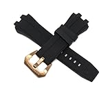 Swiss Legend 28MM Black Silicone Watch Strap & Rose Gold Stainless Buckle fits 50mm Challenger Watch
