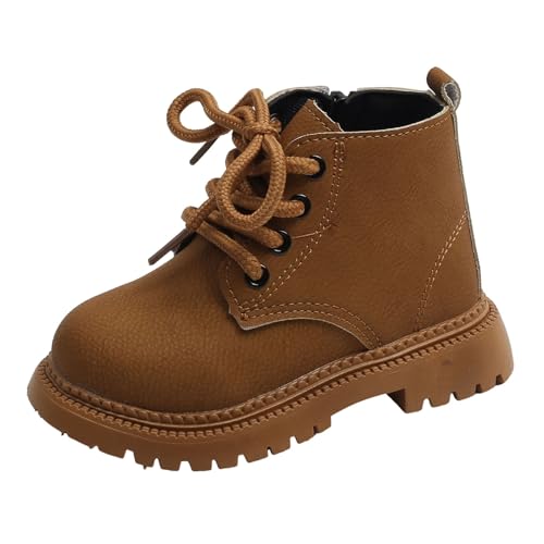 Boys Girls Ankle Boots Kids Toddler British Style Dress Shoes Lace Up Casual Shoes Vintage Booties with Side Zipper