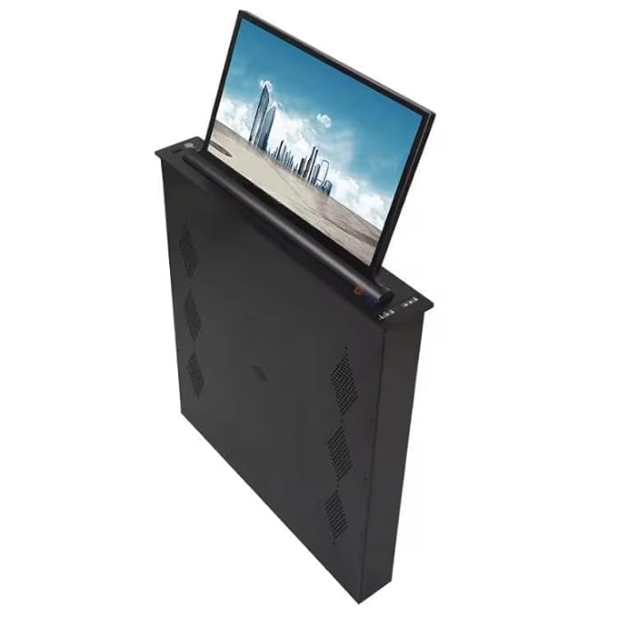 Image of Audiovan Slim Ultra Light Retractable Motorized Touch Screen LCD Monitor Lift for Conference Table Video Function Back Screen Paperless Conference System 17.3 Inches