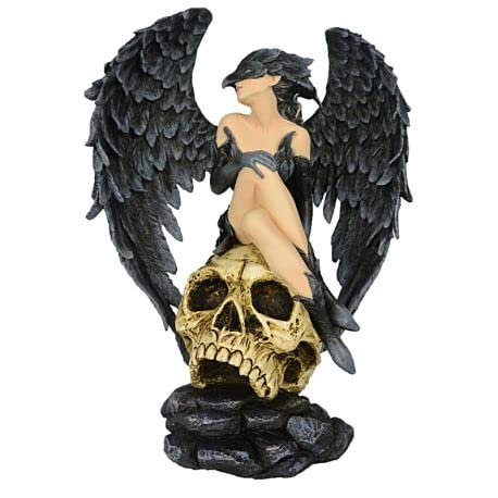 Statue fée gothique et crâne de 39cm Monde Féérique pour décoration sombre