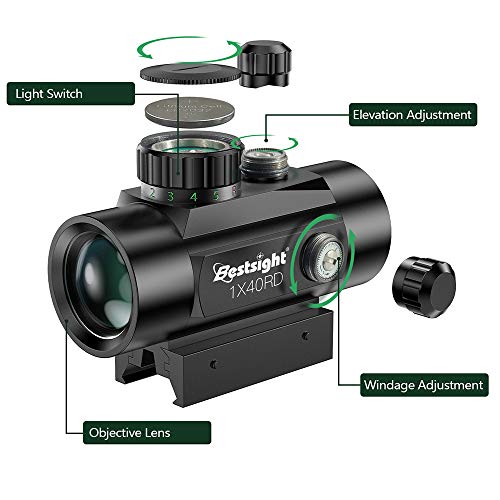 Paike 1X40 Red Dot Sight Red Green Dot Illuminated,11mm/20mm Rail,Protector Covers Rifle Scope - Image 3