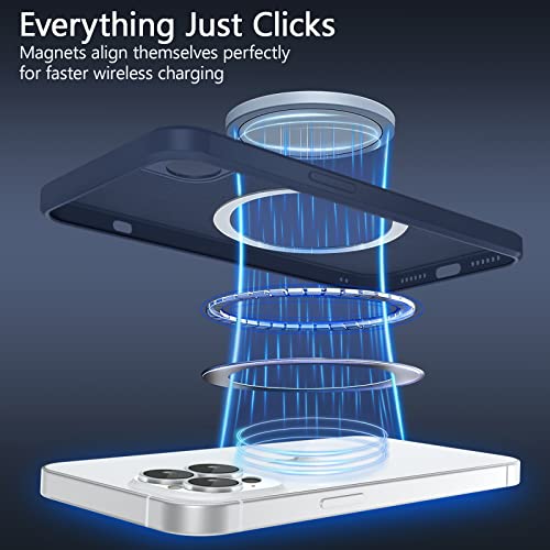UEEBAI Magnetic Case for iPhone 12 Pro 6.1 inch, Built-in Magnets Phone Case Compatible with Magsafe Faster Charging Slim Fit Cover Soft Silicone Cover - Dark Blue by UEEBAI - Image 3