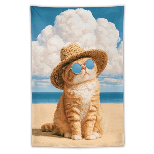 Tapisserie polyester chat déco murale salon moderne drap de lit 101x152 cm