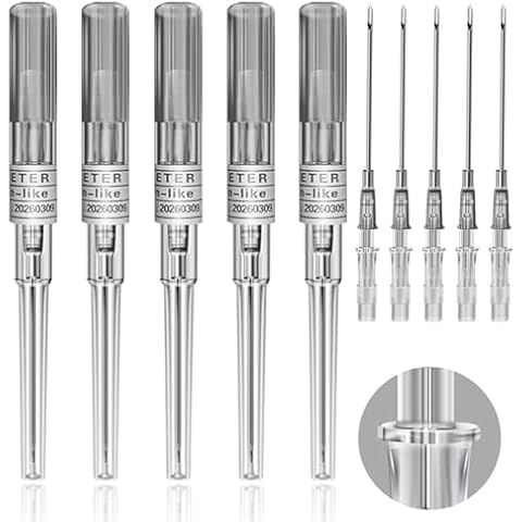 Prgislew 5Pcs 16G Catheter Piercing Needles Cover