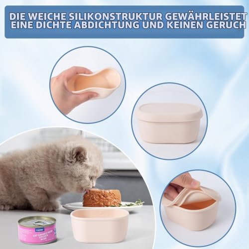SLSON 2 Stück Lagerung geöffneter Katzenfutterdosen für 70g-85g,65mm Dosen,Silikon Katzenfutter Lebensmittelbehälter,Dosendeckel Katzenfutter,Deckel für Dosen,Gefrierbehalter