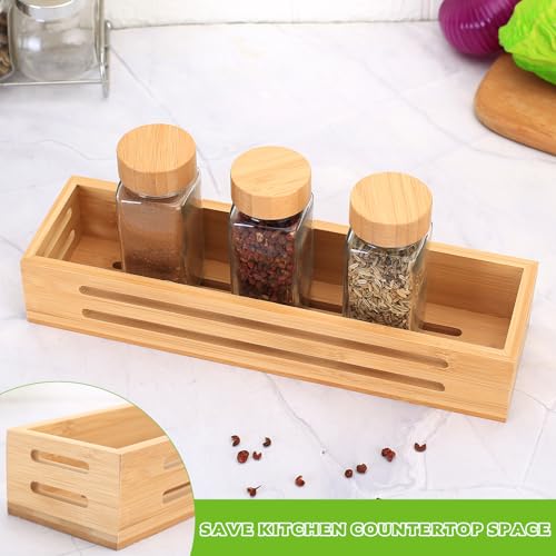 kebitedamai 2 Pcs Wooden Spice Rack Wall Mounted Spice Racks for Kitchen Countertop Cupboard Shelf Organizer Wall Pantry Herbs Spices Organizers and Storage Shelf Organisers(12.2 x 3.3 x 2 inch) - Image 6