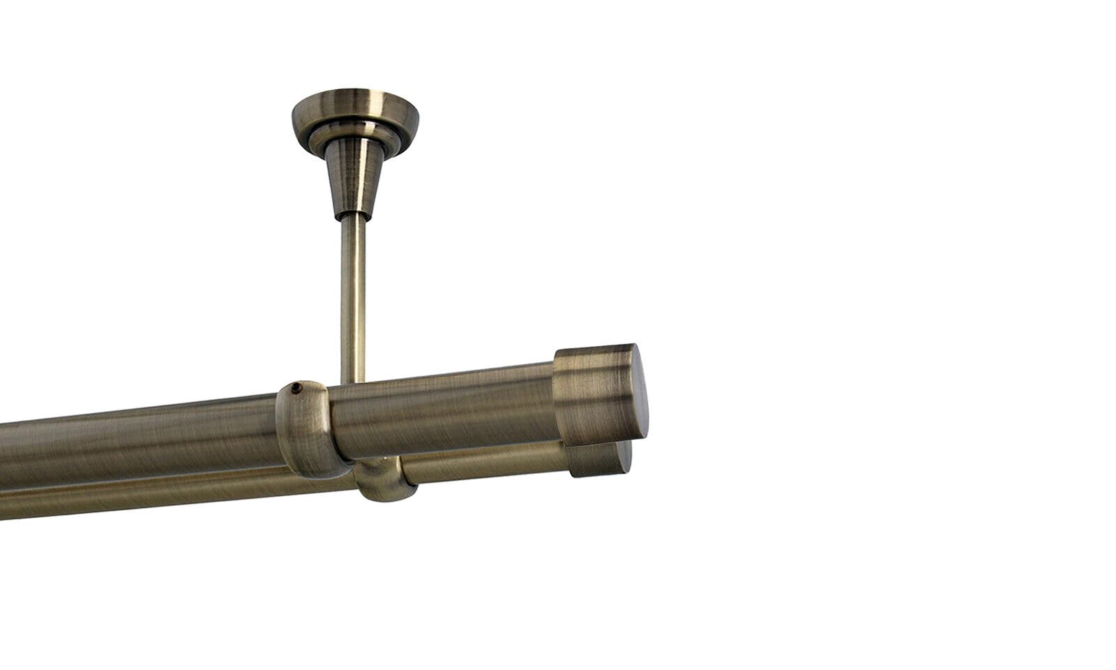 Sento Ø 25/19 mm Tringle à Rideaux Fixation Plafond Laiton Antique 320 cm Albana