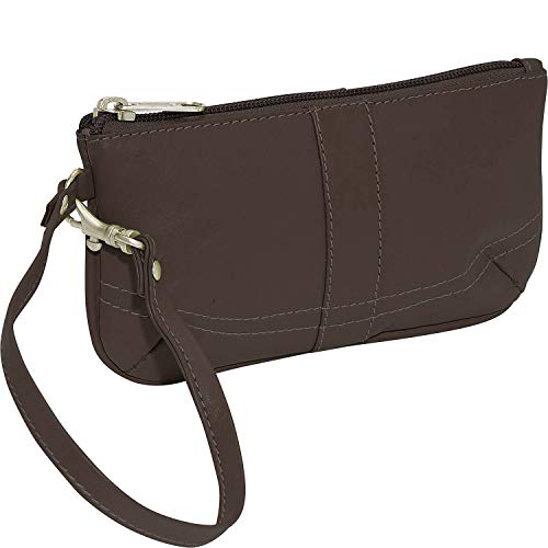 Piel Leather Ladies Wristlet, Chocolate, One Size