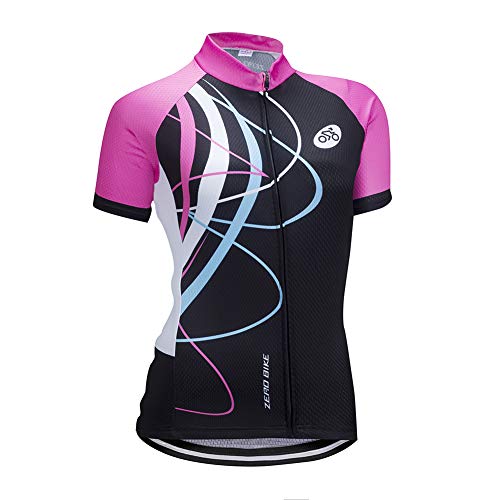 ZEROBIKE Manga Corta Ciclismo MTB Maillot para Mujer, Jersey Ropa Transpirable para Deportes al Aire Libre Ciclo Bicicleta (Polvo galopante, L)