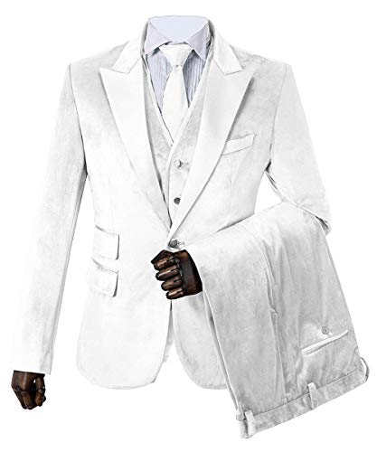 Wemaliyzd Men's 3 Piece Suit Velvet Official Blazer Single Breasted Vest Pants