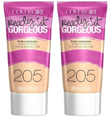 COVERGIRL Ready Set Gorgeous Foundation, Natural Beige 205 (2 Pack)