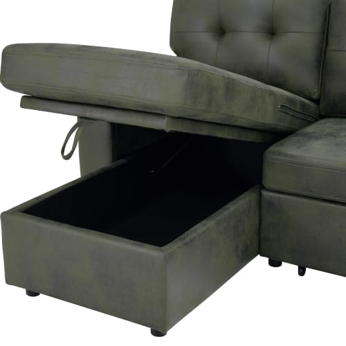 Image of KEIKI 112 inch Sleeper L Shaped Sofa with Pull Out Bed,