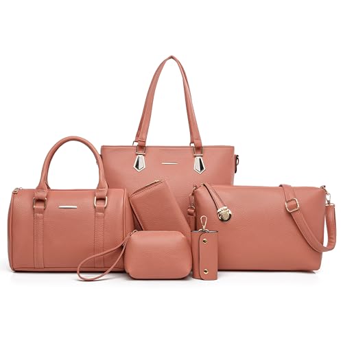 Image of OTMIPIML Purses and Handbags for Women Synthetic Leather Tote Crossbody Bags Satchel Purses Set 6pcs | Set