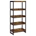 Estrella Bookcase with 4 Open Shelves Antique Nutmeg and Gunmetal