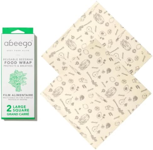 Abeego, The Original Beeswax Food Storage Wrap - Set of Two 13" Natural Large Square Sheets