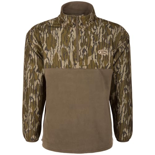 Drake Waterfowl Men's MST Quarter 1/4 Zip Refuge Eqwader Waterproof Windproof Breathable Resistant Outdoor Hunting Jacket, Mossy Oak Original Bottomland, XX-Large