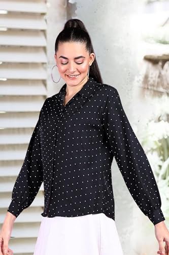 Image of POPWINGS Women Casual Sky Blue Floral Printed Shirt | Collar Button Shirt | Full Sleeve Shirt | Trendy Shirt | Regular Casual Shirt
