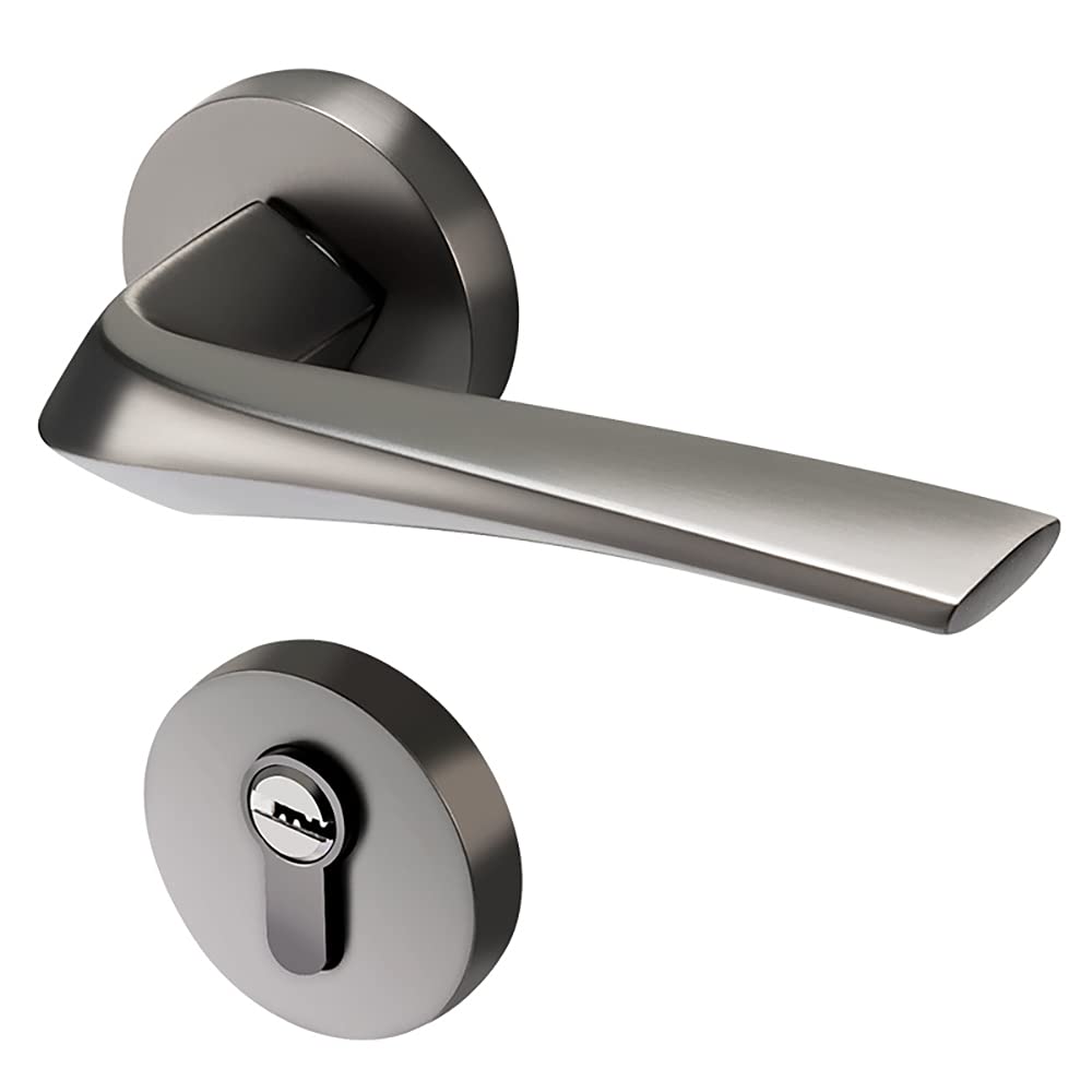Poignée de porte d'entrée avec serrure bouton de porte réversible en alliage de zinc