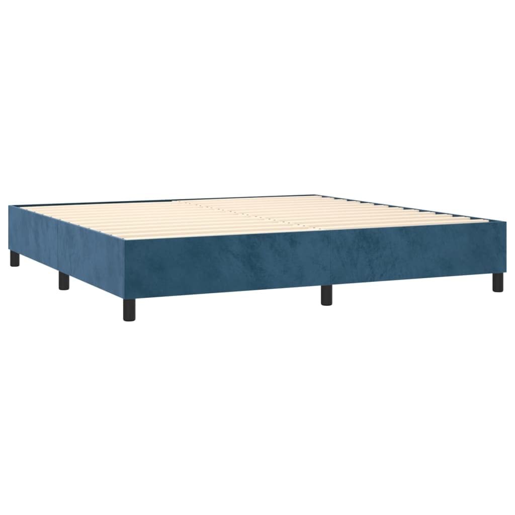 vidaXL Letto a Molle con Materasso e LED Blu Scuro 200x200 cm, letto, rete letto, letto matrimoniale, giroletto, base letto, letto in velluto