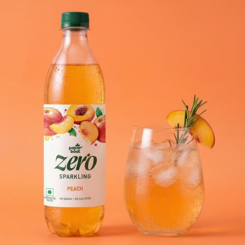 Image of Paper Boat Peach Sparkling Water, 600ml | Carbonated Water | Zero Sugar, Zero Calories I Sugar Free