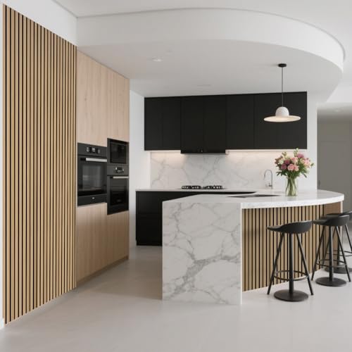 Image of Art3d Roll-Flat Design Acoustic Wood Slat Wall Panels, 2-Pack, Boxwood