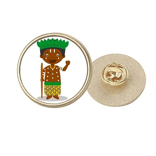 Broche ronde Art déco Congo en métal doré et émail noir premium