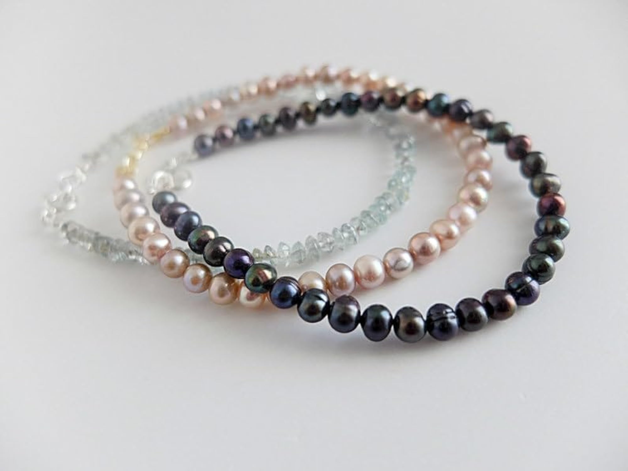 Fresh Water Black Pearl Round Beaded Bracelet, Adjustable Silver Lock