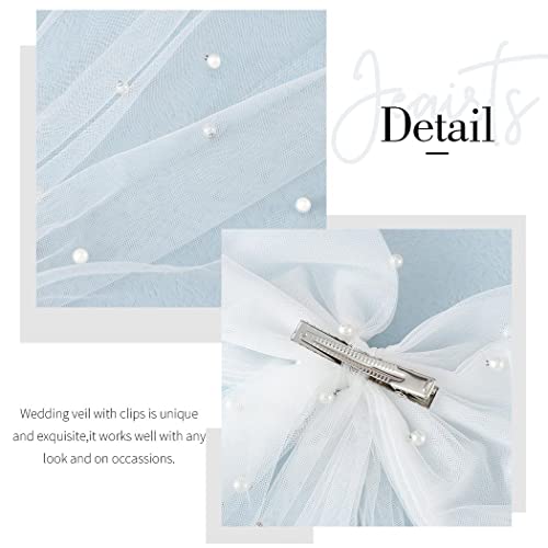 Accesorio para cabello con moño y velo nupcial perlas miniatura 6