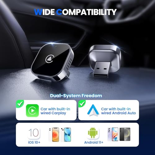 Image of TMY 2026 Upgraded Mini Wireless CarPlay & Android Auto Adapter, 2-in-1 CarPlay DonglePlug & Play Wireless CarPlay Adapter with USB /USB-C Port (TMY49)